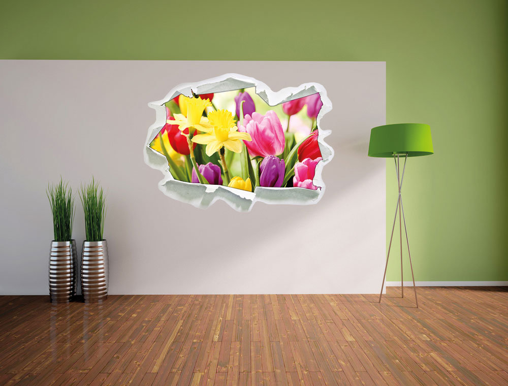 Bunte Narzissen und Tulpen Wandsticker