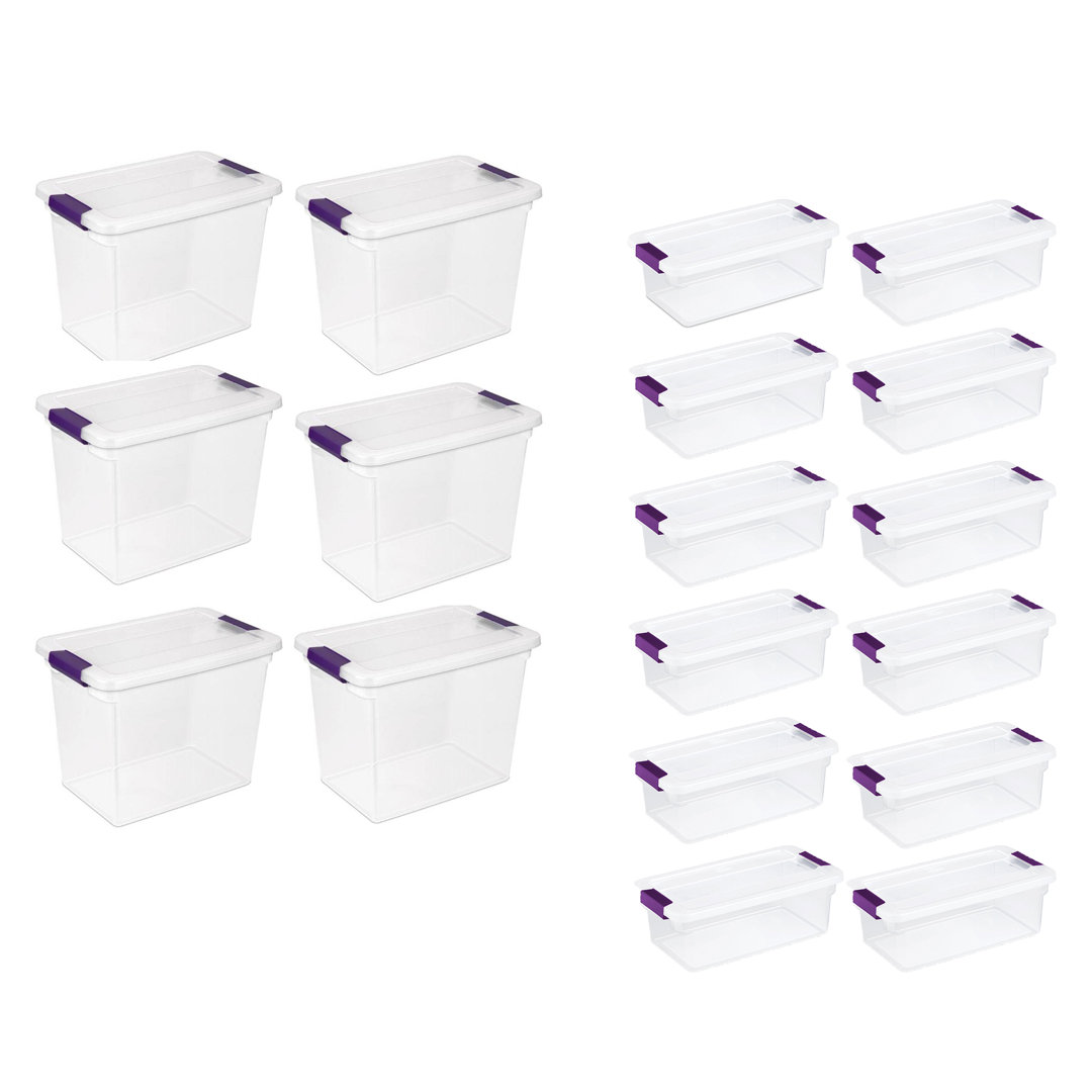 Sterilite 27 Qt Storage Container, 6 Pack, and 6 Qt Storage Container, 12 Pack (Set of 18) Sterilite