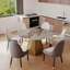Ensemble de salle à manger moderne 7 pièces en pierre frittée avec base piédestal-3476773-4869741