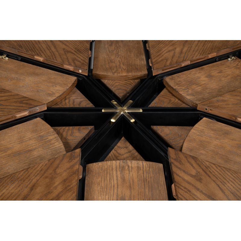 Tower Round Solid Oak Dining Table, Light Mink/Dark Hammered