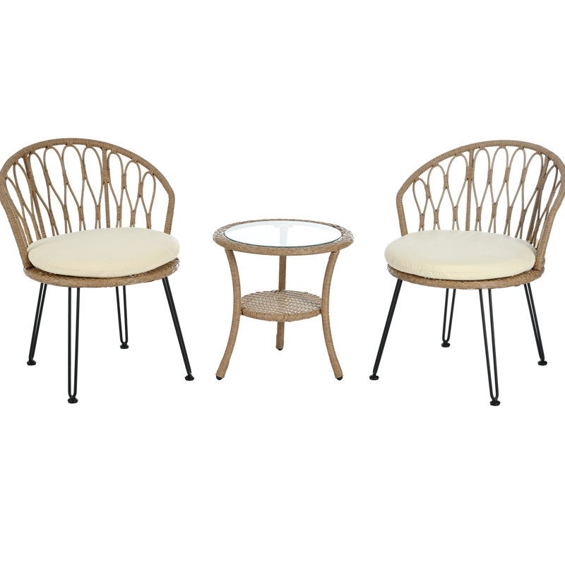 Ensemble de mobilier d'extérieur avec 2 chaises et une table ronde, polyvalente pour différentes occasions, table de chaise de haute qualité pour moments de détente, avec pe