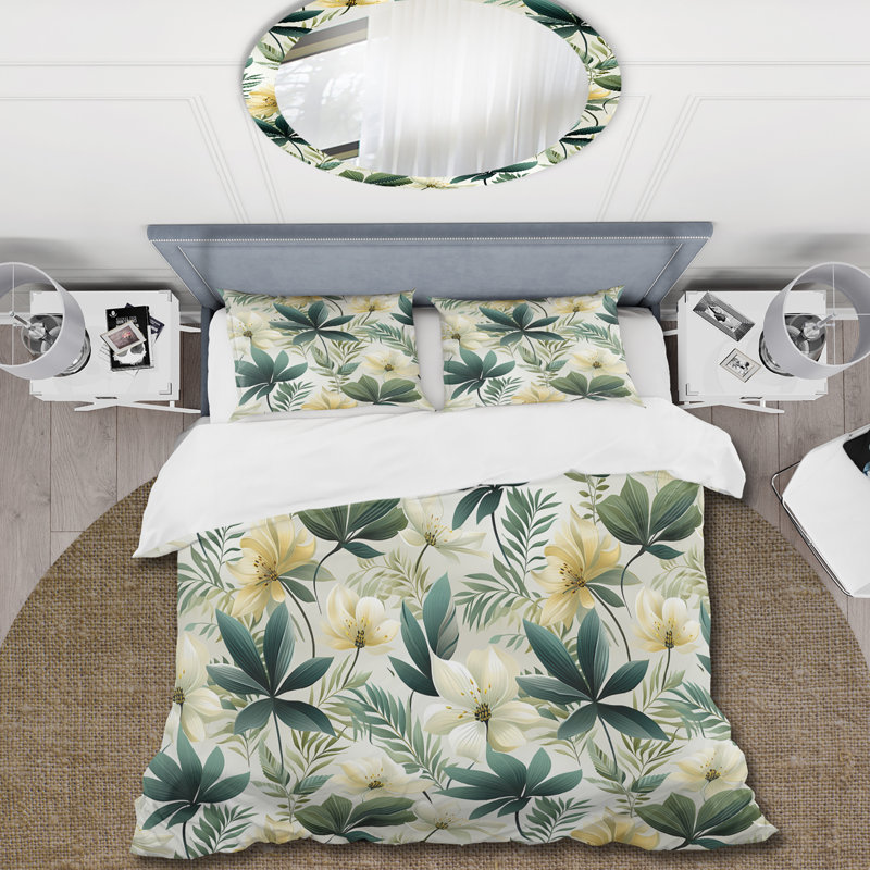 Literie Minimalist Flora, Housse de couette pour très grand lit et 2 très