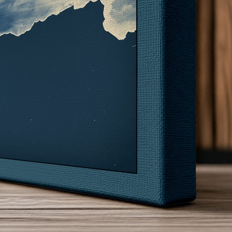 Solitary Cloud Minimalist - Wrapped Canvas, 36x24 - 91.4 x 61.0 cm, Teal Border