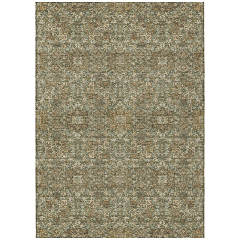 Machine Washable Indoor/Outdoor Chantille ACN2705 Global Rug, Olive, 5' x 7'6"