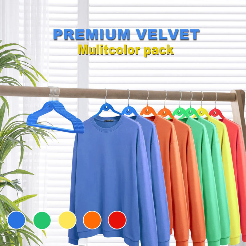 Multi-Colour Premium Velvet Trevonn With Mini Hooks, Pack Of 50, Non Slip, Space Saving Cascading Clothes Trevonn,Pants Trevonn For Skirts, Slacks