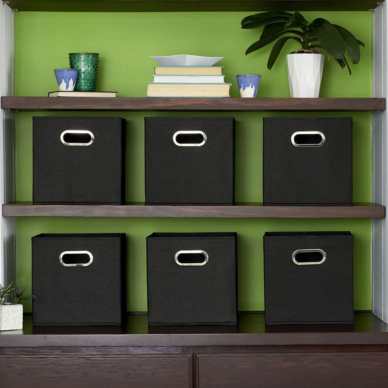 Wayfair Basics® Open Fabric Storage Bin Set, Black