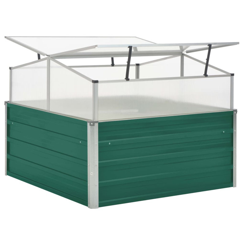Greenhouse Green Galvanized Steel PC Board 39.4"x39.4"x30.3" Outdoor Garden, Green