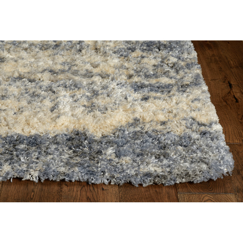 Tapis ivoire / bleu Sairam, Rectangle 7 pi 10 po x 9 pi 10 po