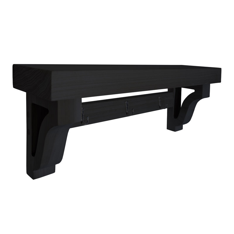 Rayne Large Wall Mounted Coat Rack with Shelf 9 Hook, Black, 60/8/8
