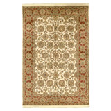 Hand Knotted Wool Oriental Area Rug in Ivory And Red