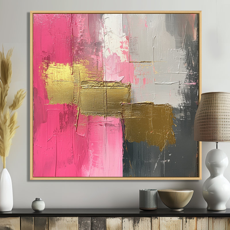 Scheller Cherry Blossom Pure Form - Art abstrait Mid-Century, Impression encadrée flottante, Crème, crème, H 16 po x l 16 po