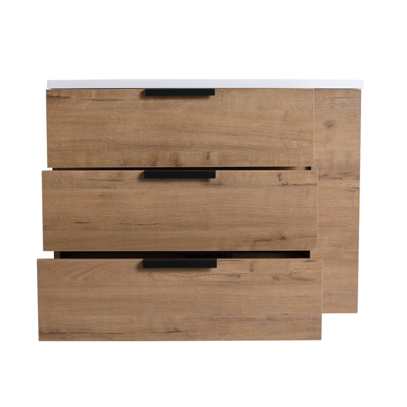 Base de meuble-lavabo simple 29,33 po Tonique en brun avec lavabo