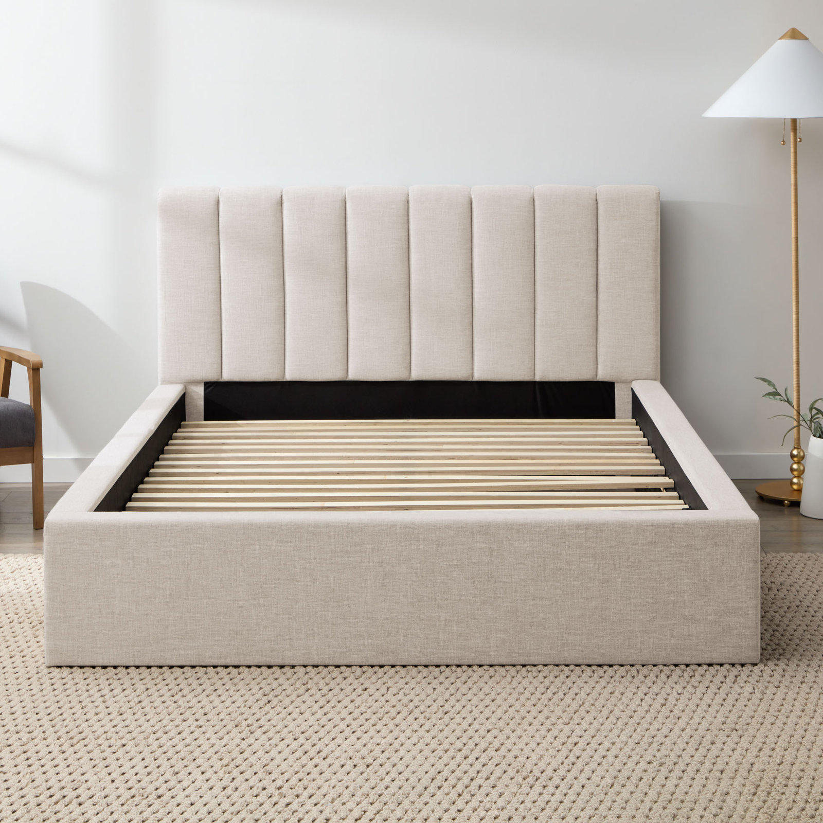 Delmar Linen Upholstered Bed, Queen, Oat