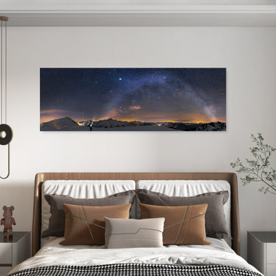 «Milky Way Mountain Night Serene Abstract Contemporary Landscape Mountain», art mural