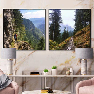 Mountain Hiking In Summer - Hiking Square Collage Set Of 2