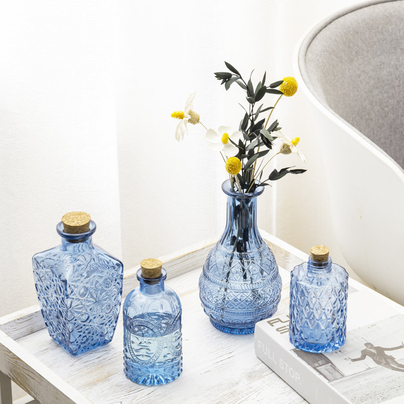 Glass Decorative Bottle, Blue