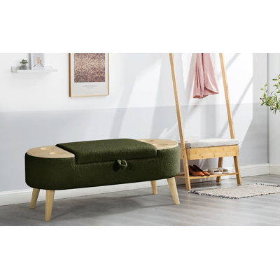 Ottoman Oval Storage bench 3D pile fabric bench with large storage space for living