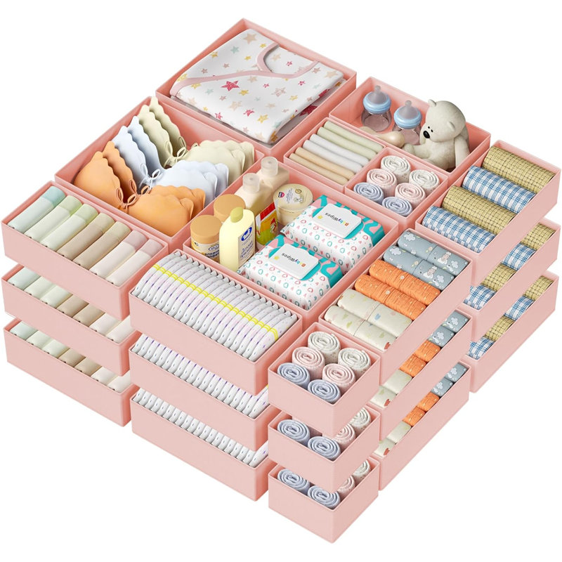 Drawer Organizer Clothes Storage 24-Pack, Foldable Fabric Drawer Dividers And Organizer Bins For Wardrobe, Closet, Nursery, And Bedroom Organization