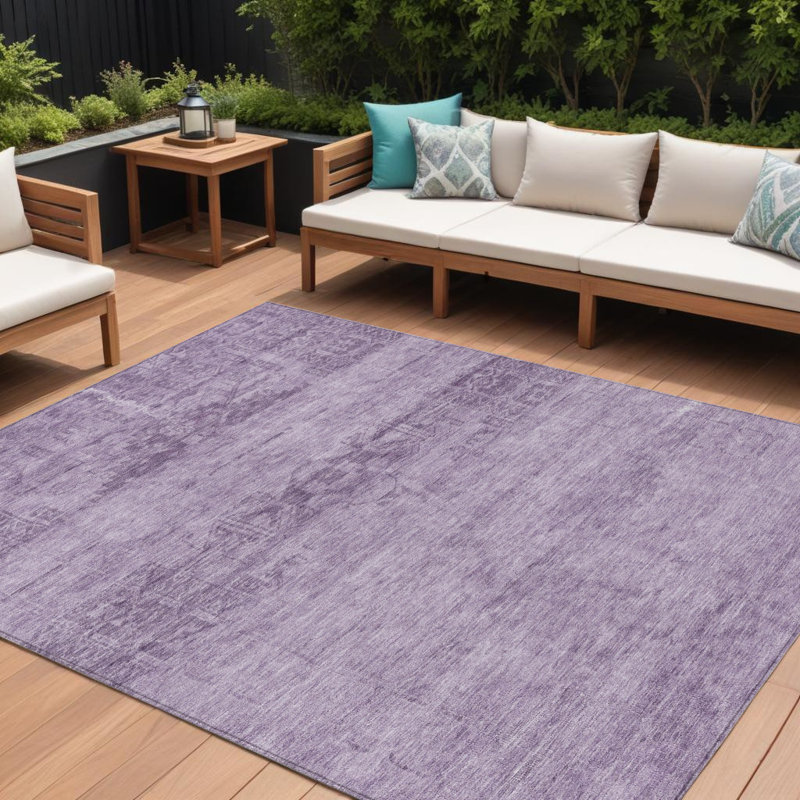 Tapis intérieur lavable à médaillon prune et mauve 9 pi x 12 pi
