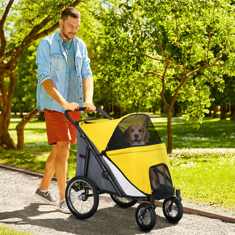 Foldable Pet Stroller, Yellow