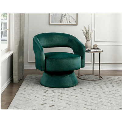 Fauteuil d'appoint pivotant de luxe moderne en velours vert 1pc