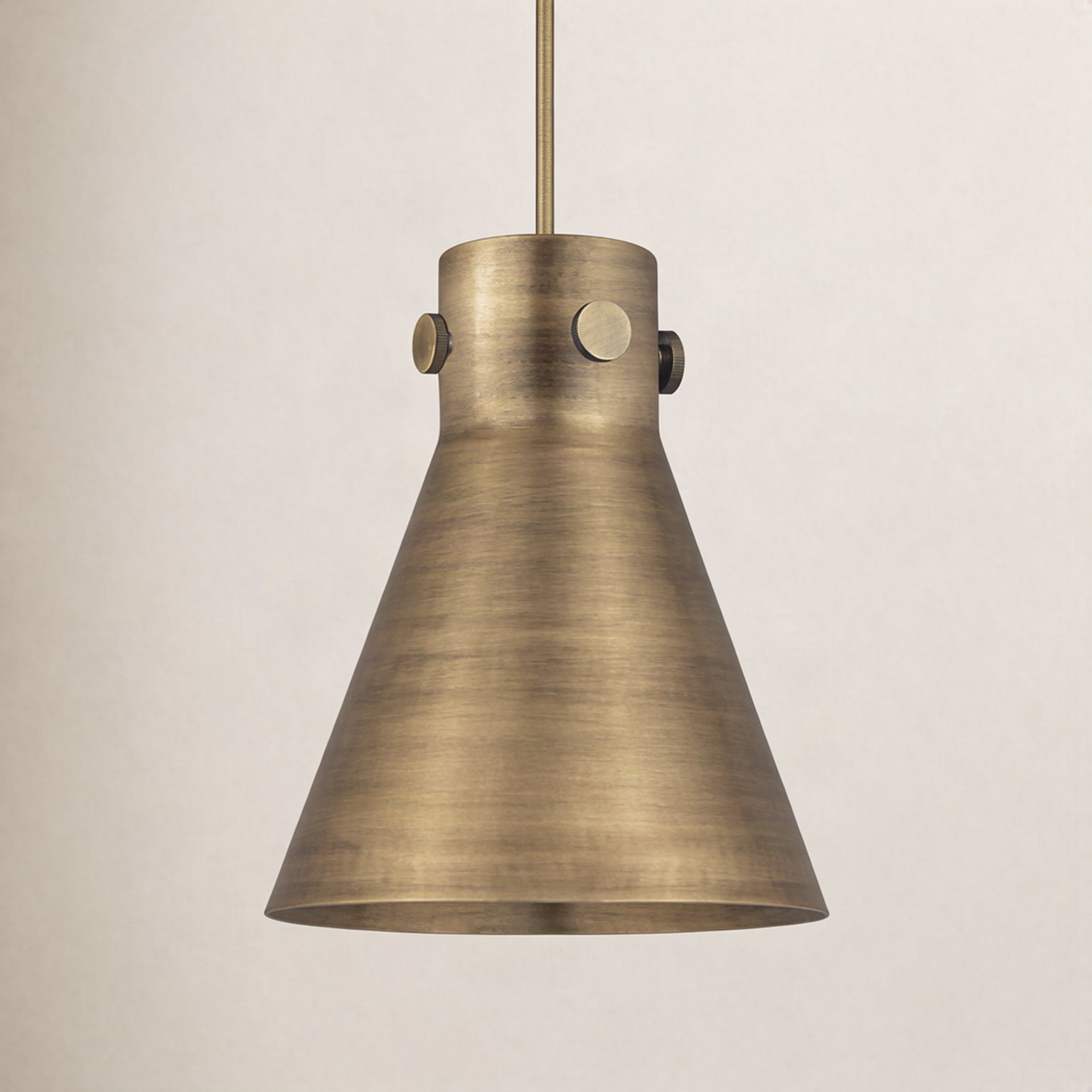 Coterie Single Light Metal Dimmable Pendant, Brushed Brass, 9.88" H x 8" W x 8" D