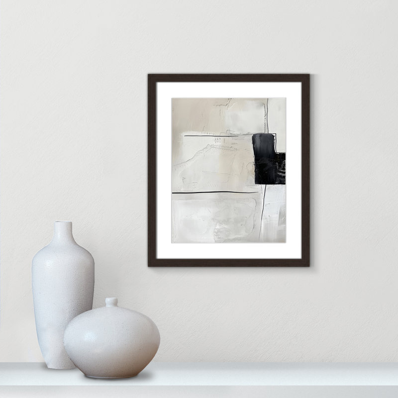 «Neutral Balance I Print» par Lazar Studio, L 16 po x H 19 po, Matted Print, Noyer à grain ouvert