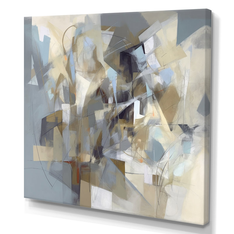 Beige et gris, Créature sans limite III - peinture abstraite, art mural, H 36 po x l 36 po x P 1,5 po, Toile tendue