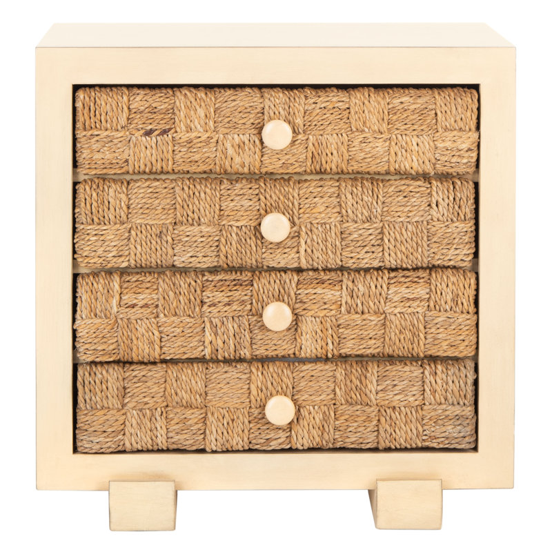 Table de chevet 4 tiroirs Cecere, Naturel