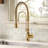 Solid Brass Single Handle Deck Mounted Pull Down Kitchen Sink Faucet with 360° Rotation Spout-88413138