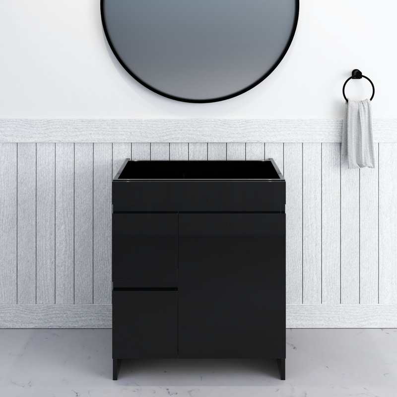 Cinnamon 30'' Single Bathroom Vanity Base Only, Glossy Black