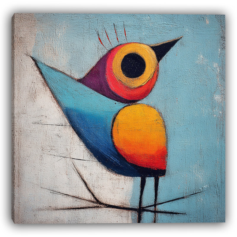 Songbird Whimsy - Vibrant Abstract Bird Canvas Art