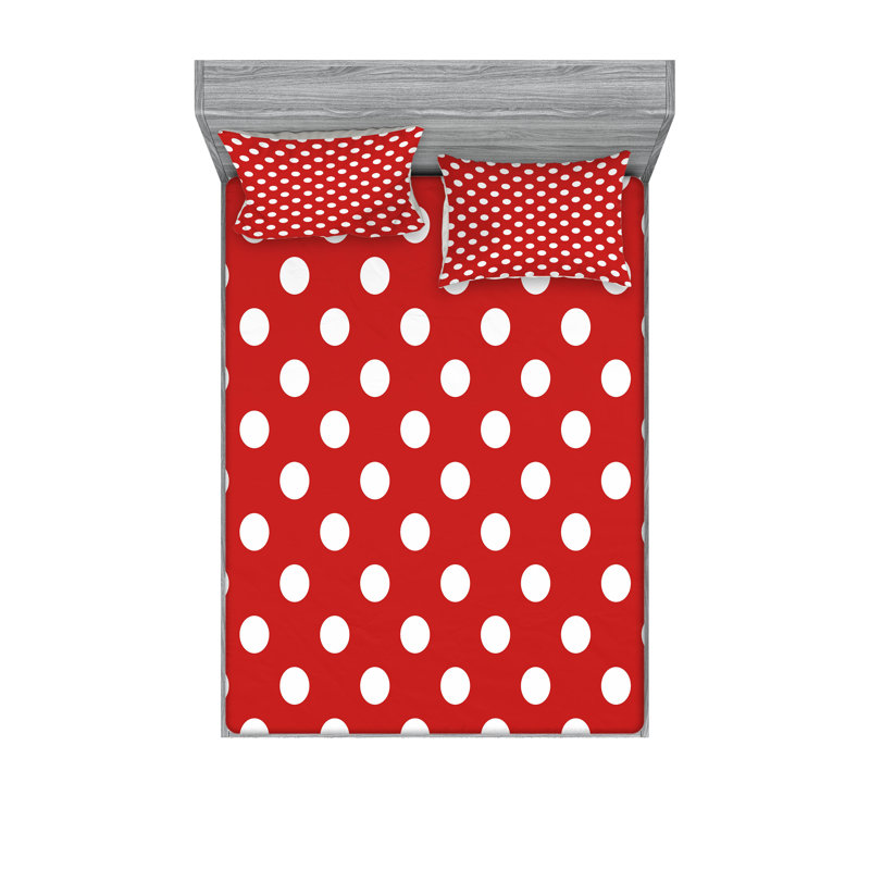 Ensemble de draps et taies décoratives Ambesonne Retro, vermillon, Ensemble de draps pour grand lit + 1 drap-housse +