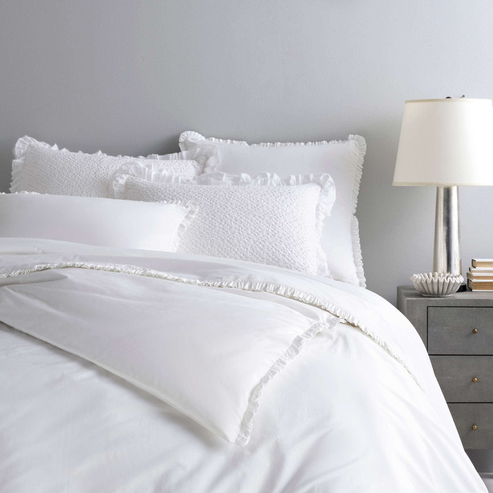 Classic Ruffle White Duvet Cover, Full/Queen Duvet Cover, White