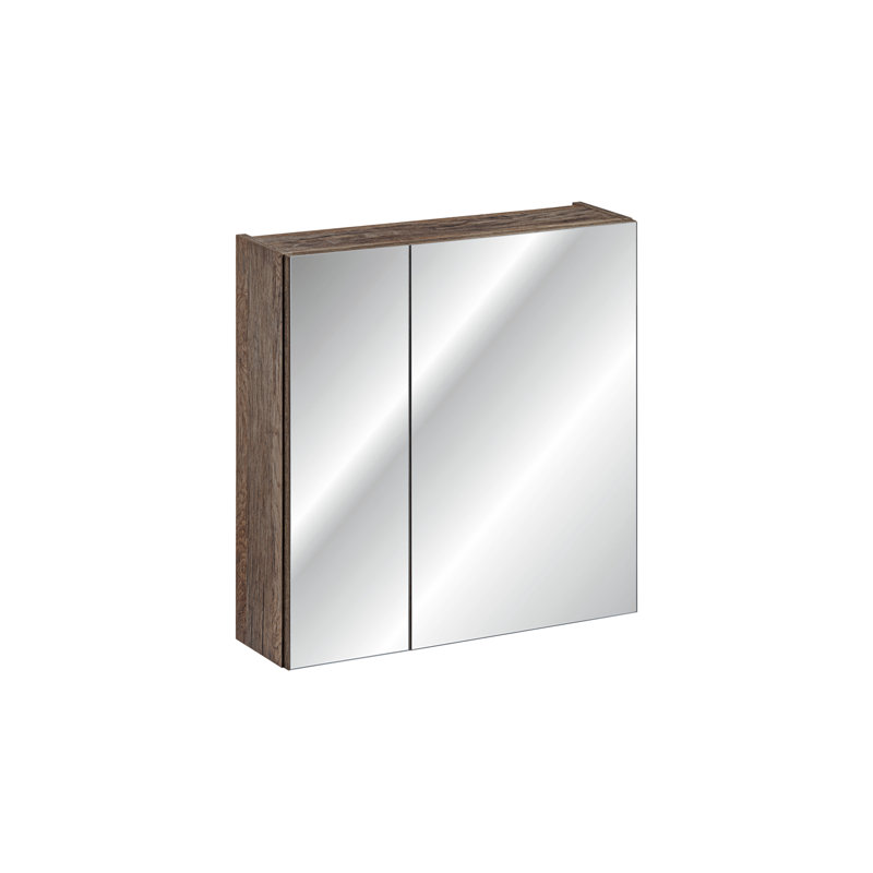 Jacqulin W 650mm H Surface Frameless Medicine Cabinet Mirror 2 Adjustable, 65" H x 60" W x 17" D, Oak