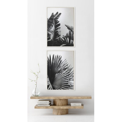 Calderin Black and White Palm Tree Framed Canvas Wall Art