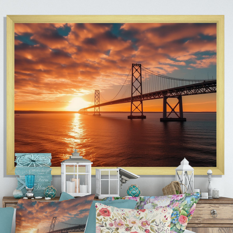 «Virginia Landmark At Sunset», reproduction sur toile, H 24 po x l 32 po x P 1 po, Cadre doré à une seule photo