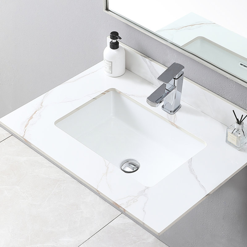 Plateau de meuble-lavabo or 31 pouces avec pierre frittée - Élément de lavabo en céramique 31 po élégant