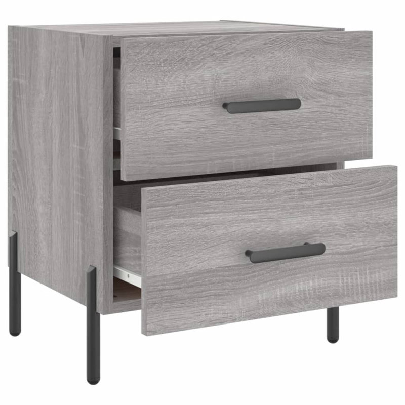 40cm W Iron Bedside Table, Grey Sonoma, Set of 2