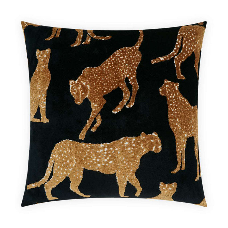 Animique Feathered Throw Pillow, Ebony, Square 22"