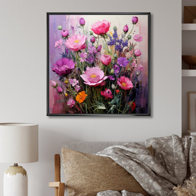 Rose et mauve élégant bouquet de fleurs - Art mural fleurs