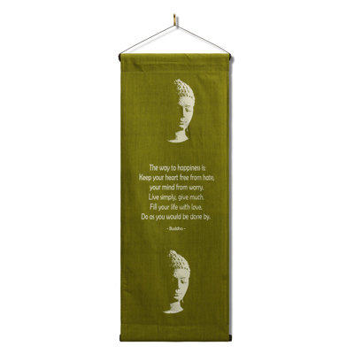 Parchemin inspirant "Bouddha - Le chemin du bonheur", citation inspirante, affirmation inspirante, tapisserie
