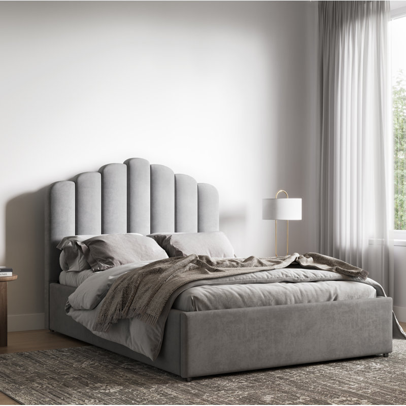 Upholstered Velvet Lift Up Storage Bed, Double (4'6)