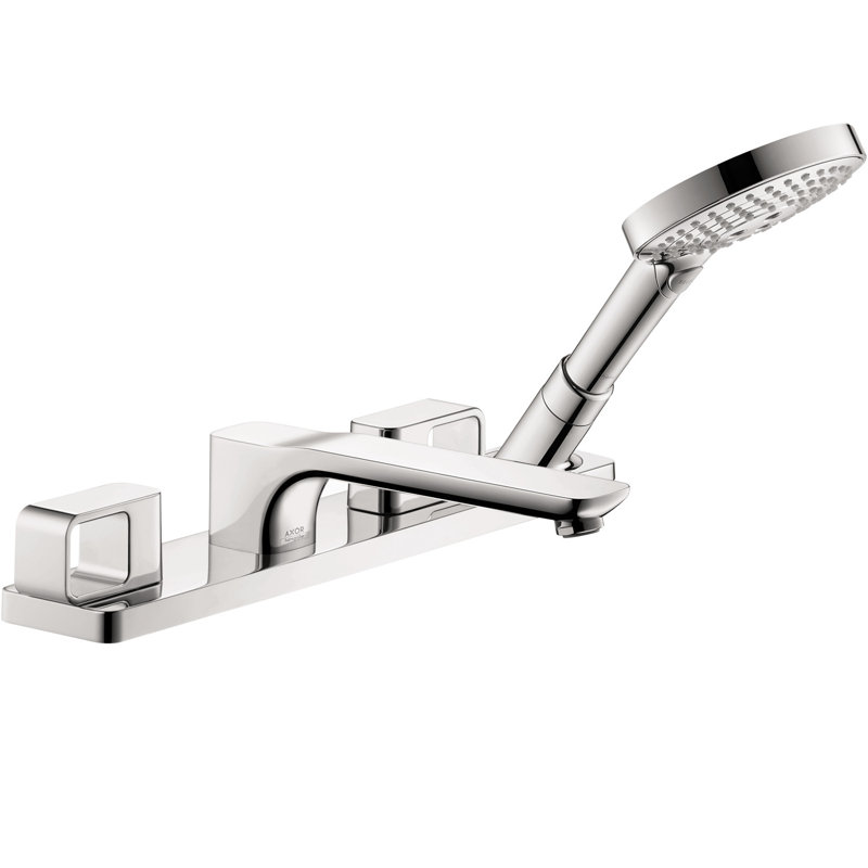 AXOR Urquiola Double Handle Deck Mounted Roman Tub Faucet Trim with Handshower, Chrome