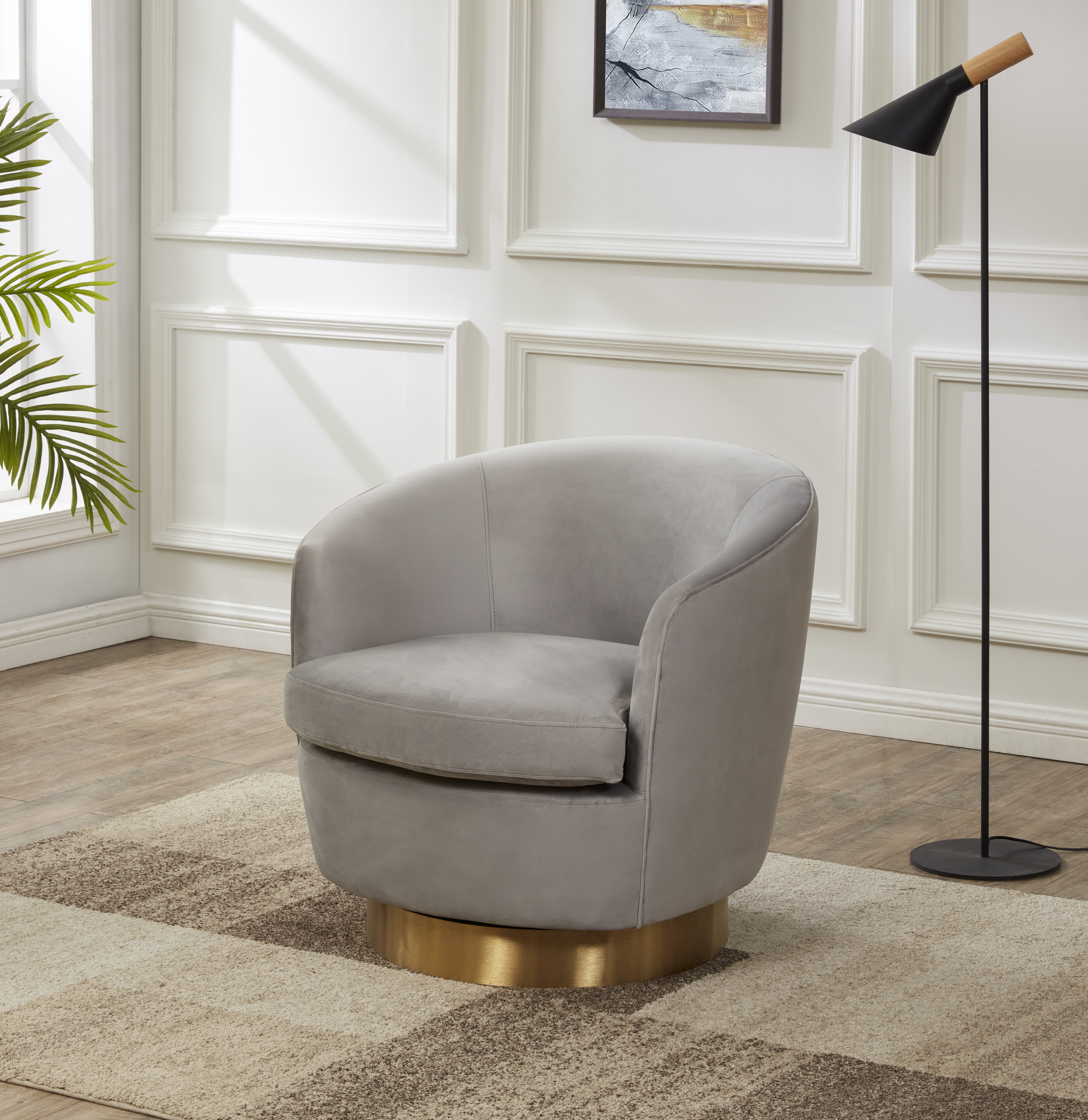 Velvet barrel chair online swivel