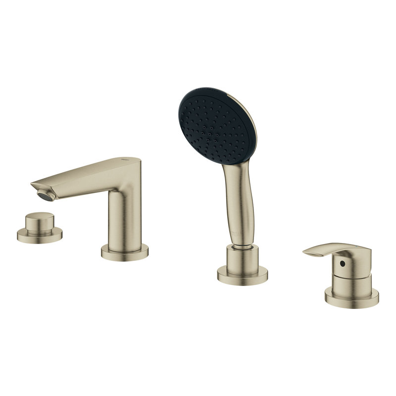Eurosmart 4-Hole Roman Tub Faucet with Hand Shower, Brushed Nickel