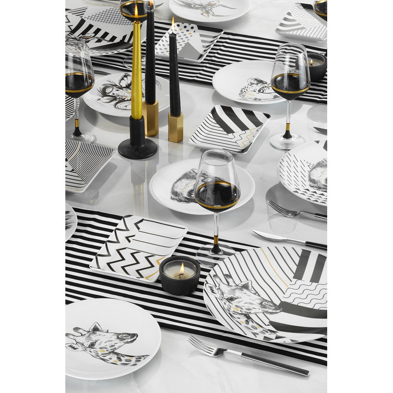 Dyego Piece Porcelain China Dinnerware Set - Service for 6