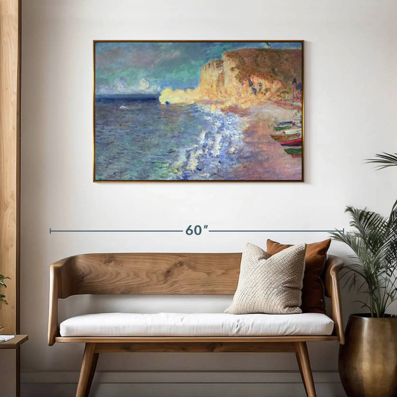 Le matin à Etretat, 25 po x 17 po, Cadre flottant doré