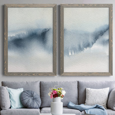 «Summer Rain I», ensemble de 2 peintures sur toile encadrées