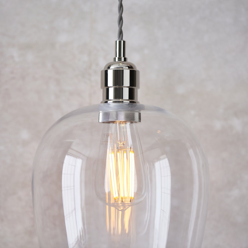 Hovey 1 - Light Single Pendant, Bright Nickel, 47cm H x 21cm W x 21cm D